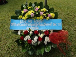 OCS Class wreath laid by Kev & Julie Riley and Eric Lanham at ANZAC Day 2014 Memorial Service at Khanchanaburi